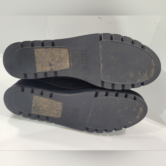 EILEEN FISHER EDDY LACE UP PLATFORM TWEED HERRINGBONE OXFORD LOAFER SHOE 7.5 A11 - Picture 12 of 13